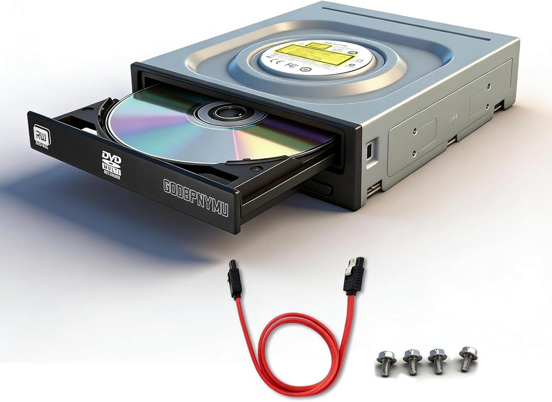 24X Internal Optical Drive for PC and Tower Chassis, DVD/CD Read/Write Drive with 5.25 SATA Interface, CD Burner, Compatible with Windows 7/8/10/11/XP/Linux/macOS