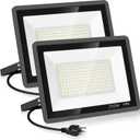2 Pack 250W Led Flood Lights Outdoor,Super Bright 37000LM Security Lights with Plug,Exterior IP66 Waterproof 5000K Daylight White FloodLight for Basketball Court, Yard, Garden,Parking lot etc
