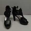 Women's Platform Chunky Block High Heel Peep-Toe Dress Sandals Matte Black Label Size 38 - US 7.5