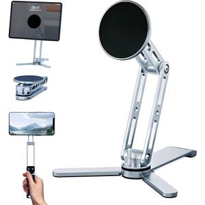 Magnetic Ipads Tripod Stand Universal for Ipads & Iphones 16-12 Series, Flexible 360 Degree Rotation, Portable Tablet Holder with 2-in-1 Handheld & Desktop Handheld Modes for Kitchens, Gyms