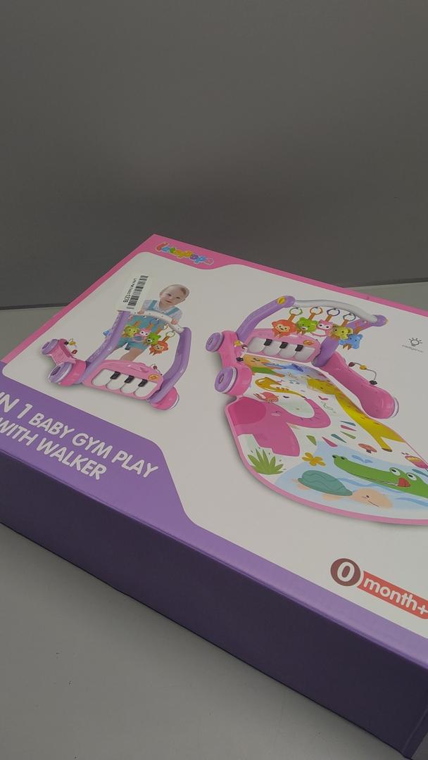 2 in 1 Baby Gym Play Mat with Walker, Kick and Play Piano Gym Activity for Boys Girls, Musical Activity Center Tummy Time Mat for 0361218 Months, Learning Walker Play Gym for Infant Toddler Gift