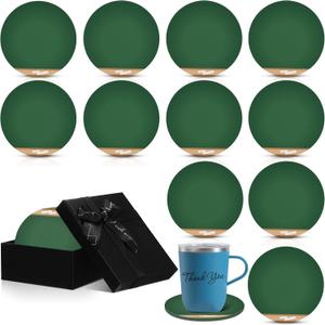 LemonRoad 12 Pcs Thank You Appreciation Coasters Set for Teacher Appreciation Gifts Bulk, Drink Absorbent Wood Coasters with Gift Box for Desk Classroom Supplies Teacher Employee(Blackboard,Black)