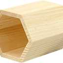 6 x Cregugua 6 Pieces 4 Inch Wooden Pen Holder Hexagon shaped Unfinished Wood Pencil Holder for DIY Crafts Projects (3x3x4 Inches)