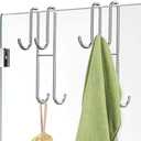 Cerbonny Shower Door Hooks, 2 Pack Double Towel Hooks for Bathroom Frameless Glass Shower Door, Heavy Duty Stainless Steel Bathroom Hanger without Perforation，Silver