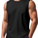 EKLENTSON Mens Sleeveless Shirts Lightweight Cotton Muscle Shirts Gym Training Active Tank Soft Summer Beach Casual Tank (Black, S)