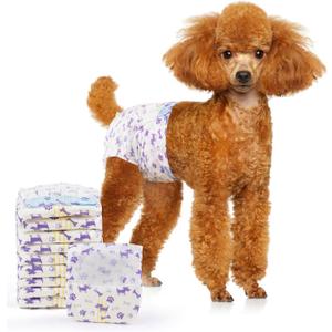 MICOOYO Disposable Dog Diapers Female, Doggie Diapers for Dogs Female, Super Absorbent Pet Diaper with Foam Tail Hole for Heat, Comfortable Puppy Diaper (Small Plus, 50Count)