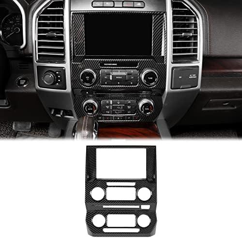 Voodonala Center Console Navigation Panel Cover Interior Antiscrach Antidust Decal Panel Cover for Ford F150 2015-2020(Carbon Fiber Black Style)