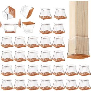CHUNZEXI 36 Pack Square Chair Leg Floor Protectors for Hardwood Floors, Silicone Felt Covers Pads Caps, Protect Wood Furniture Feet Floors Noise Reduce and Scratch (Square Large)