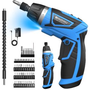 8V Cordless Screwdriver,Upgraded 10+1 Precision Torque Max 10Nm Electric Screwdriver,2000mAh Rechargeable Screw Gun with 50-Piece Kit,180 Pivoting Handle,LED Light,Gift for DIY & Home