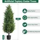 4FT Tall Artificial Cedar Topiary Trees Set of 2, Artificial UV Resistant Potted Plants, Faux Bushes Fake Shrubs for Outdoor Indoor Home Entryway Front Porch Garden Patio Offices Living Room Decor