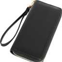 VOCUS Womens Wristlet Wallet Zip Around Clutch Wallet Large RFID Blocking PU Leather Bifold with Phone Holder for Travel