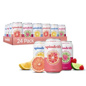 Spindrift Sparkling Water, Core 3 Flavor Variety Pack, Made with Real Squeezed Fruit, 12 Fl Oz Cans, Pack of 24 (EXP 03/24/26)