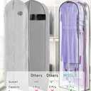 MISSLO 10" Gusseted All Clear Garment Bags for Hanging Clothes 60" Dress Bags for Gowns Long Fur Coat Closet Storage Covers, 3 Packs