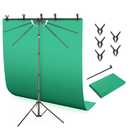 Green Screen Backdrop Kit with T-Shaped Stand, 4.6x6ft Adjustable Chroma Key Green Screen for Streaming, Photography Background with Stable Support for YouTube, Gaming, Video Recording