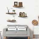 Pinkunn 4 Pcs Floating Shelves for Wall Wooden Live Edge Shelf Wall-Mounted Natural Solid Wood Bedroom Kitchen Storage Living Room Nursery Decor (23.6/15.8/7.9 Inch)