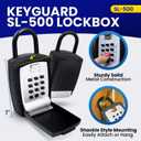 KeyGuard SL-500 Punch Button Lock Box, Black | Portable Shackle LockBox For Outside- Fits House Keys, Car Keys, Fobs, Credit Cards/IDs & More | Keypad Safe Box, Digital Push Button Combination Lock