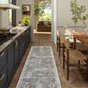 Washable Runners for Hallways Kitchen Rugs: 2'x6' Runner Rug Stain Resistant Non Slip Low Pile Soft Carpet Runners for Hallways Indoor Entryway Kitchen Laundry Room Bedroom Bathroom Farmhouse (Grey)