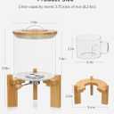 HBlife 8-10 Lbs Glass Rice Dispenser with Wooden Stand Flour and Cereal Container with Glass Measuring Cup Pantry Food Organization Storage Bin with Airtight Bamboo Lid, 5L