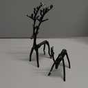 BOTUMIUY Black Reindeer Christmas Decor, Set of 2 Modern Alloy Metal Reindeer Statues Decorations, Elegant Decor for Indoor Living Room Office