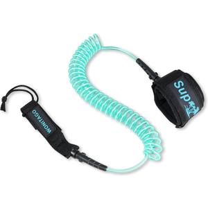 Coiled SUP Leash Premium Stand Up Paddle Board Leg Rope Wrist Strap Surfboard Leash for Paddleboard, Shortboard, Longboard (Green White)
