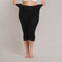 Kotii Women's Plus Size Lace Trim Capri Leggings Stretch Crop Leggings Summer Tights Pants (Black, XL)