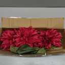 Hollyone 3Pcs Dark Red Fake Dahlia Flowers Fall Flowers Artificial for Decoration Silk Flower with Long Stem 28" Floral Arrangements Bouquets Autumn Faux Dahlias Centerpieces Fall Decorations for Home