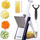 Safe Mandoline Slicer for Kitchen, Adjustable Thickness 0.1-8 mm, Professional Vegetable Slicer, Potato Slicer, Food Chopper French Fry Cutte, Mandolin, Chopping Artifact (just Slice, Deep Blue)