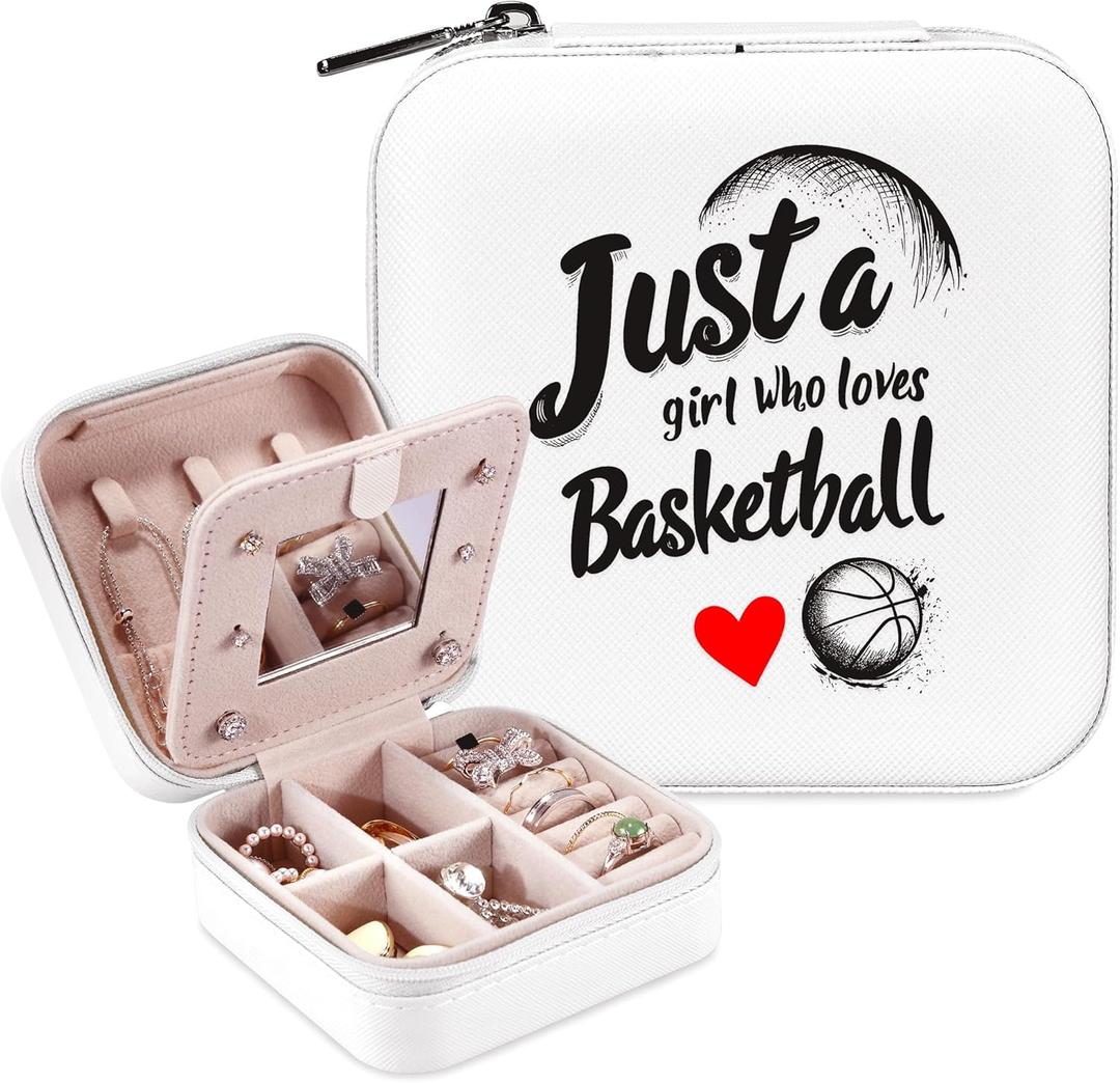Basketball Jewelry Box, Gifts For Teens Girls Age 8-12, Basketball Lovers Stuff Items Accessories Things Merchandise Decor Merch, Travel Ring Earrings Necklace Organizer Holder!