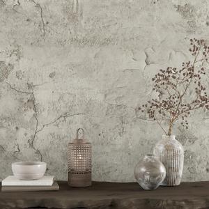 VEELIKE 15.7''x118'' Old Cracked Beige Concrete Wallpaper Peel and Stick Removable Industrial Wallpaper for Bedroom Living Room Accent Wall Self Adhesive Concrete Contact Paper for Countertops Walls