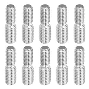 PATIKIL M10x20mm to M12x20mm Double End Threaded Stud Screw Bolt, 10 Pack 304 Stainless Steel Rod Bolts Thread Reducer Adapter for Furniture Fastener, Hardware Connectors