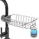 AZZORI Kitchen Sink Faucet Organizer - Stainless Steel Kitchen Sink Sponge Holder Around Faucet, Rust-Resistant, 360° Rotating Design (7.0" x 5.4" x 1.69") - Fits Only 0.78" - 0.98" Diameter Pipes