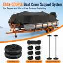 1200D Pontoon Boat Cover 21-24ft with 2 Adjustable Support Poles, Black