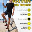 Heavy Duty Boat Trailer Steps with Safety Handle, EVA Anti-Slip Mat, 700 Lbs Capacity, 4 Step Tongue Ladder with Handle, Easy Installation, Universal Fits for Trailers Tongue Steps