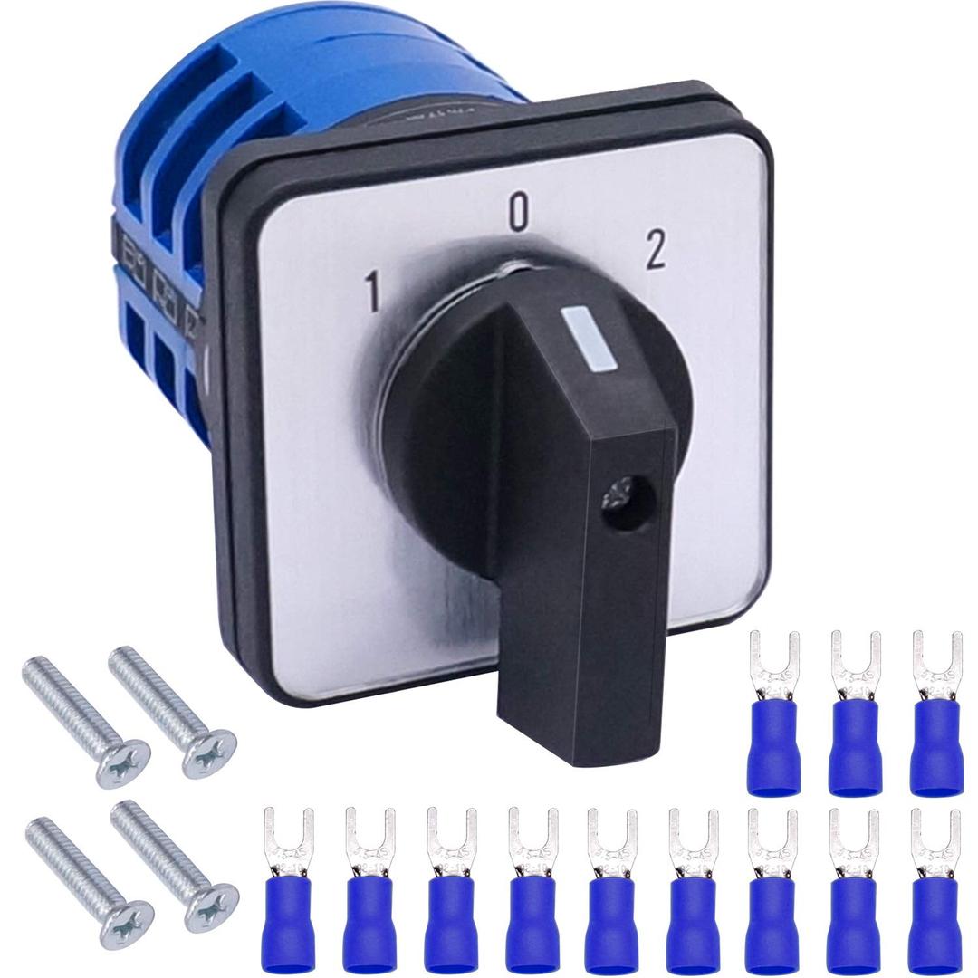 Taiss Universal Changeover Switch 32A 690V 3 Position 12 Terminals Latching Rotary Cam Selector Switch + SV2-4s Blue Connection Terminal LW26-32/3