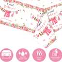3 Pack Baby Shower Tablecloth Decoration,Watercolor Greenery A Sweet Baby Boy is On The Way Decoration,Waterproof Greenery Baby Shower Tablecloth for Gender Reveal Party (Pink)