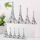 Hotop 8 Pcs Eiffel Tower Statue Decor Alloy Metal Paris Py Decoration 5 Size French Table Stand Holder Gift for Cake Topper Collectible Figurine Replica Home (Silver)
