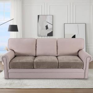 H.VERSAILTEX Stretch Mixed-Color Chenille Couch Cushion Cover Soft Sofa Covers Individual Seat Couch Slipcover Sets Furniture Protector Seat Cushion Sofa Cover (3 Piece Sofa Cushion Covers, Taupe)