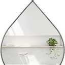 FEUFOAM Small Decorative Mirror Antique Brass Teardrop Mirror with Metal Framed Oval Irregular Wall Hanging Mirrors Modern Accent Mirrors for Living Room Bathroom Entryway Hallway 16x20 Inches