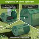 Seeutek Compost Spreader, 24" Upgraded Peat Moss Spreader with 3 Heights, Top Soil Spreader W/Upgraded Side Latches Support Rod Powder Coated Metal Mesh Spreader for Lawn, 2 Way Uses-Push or Tow