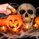 2 x Wondise Halloween Tea Lights 6H Timer Flameless Votive Candles Battery Operated Candles 12 Pack LED Candles Spider Web Tea Lights for Fall Indoor Halloween Decoration(1.5" D x 1.4" H)