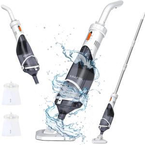Pool Vacuum for Above & In-ground Pool with a Telescopic Pole, Handheld Pool Vacuum Pool Keeper K1, Cordless Rechargeable Pool Vacuums Cleaner for Hot Tubs, Spas, Fast Deep Cleaning, 60 Mins Runtime