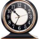 AYRELY Vintage Desk Clock Silent-Non-Ticking 10-inch dial Table Clock,Retro Mantel Clocks and Easy to Read for Living Room, Bedroom, Shelf Decoration, Fireplace, Farmhouse Decor (Black)