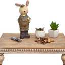 SwallowLiving Farmhouse Wood Riser for Display Decorative, Rustic Shabby Chic Tray for Kitchen Counter, Coffee Bar Table, Dining Room, Wooden Rectangle Beaded Pedestal Stand for Food, Natural