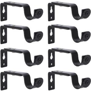 Creatyi Set of 8 Curtain Rod Brackets for 3/4 or 5/8 Inch Rod (Black)