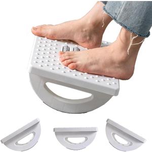 Ergonomic Foot Rest Under Desk at Work, Rocking Foot Stool Footrest, Footrest with Foot Massage Feet Stand, Promote Leg Circulation, Massage Feet Stand for Office & Home (White)