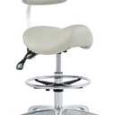Grace&Grace Ergonomic Rolling Saddle Stool Chair with Wheels Adjustable Swivel Stool with Back and Footrest Heavy Duty for Esthetician, Artist, Dental, Medical, Spa, Salon, Cutting, Home Office (Extra-grey)