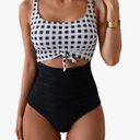 Eomenie Women's One Piece Swimsuit Tummy Control Slimming Bathing Suit Cutout Tie Knot Swimwear, Size - XL