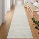 Collive Long Runners Rug for Hallways 2.6x10 Washable Kitchen Runner Rugs Non-Slip Rubber Backed Boho Hallway Runner Rug Tan Braided Farmhouse Carpet Floor Runner for Hall Bedroom Entryway