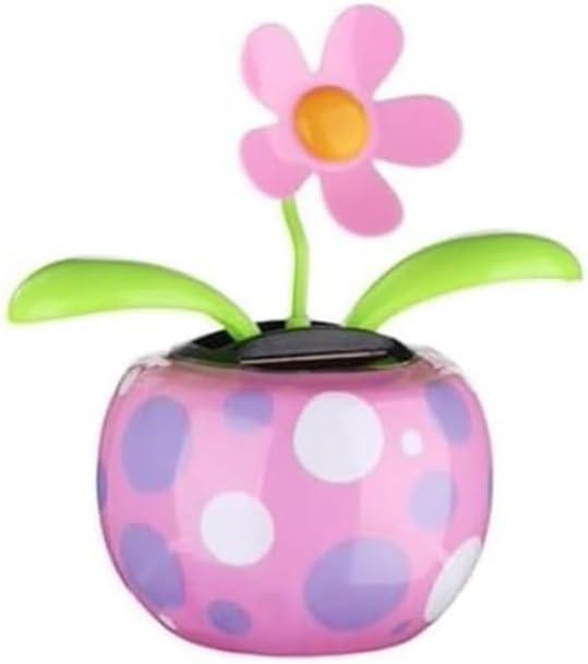 Solar Dancing Solar Powered Dancing Pink Flower in Colorful Shape Flip Flap Animated Bobblehead Dancer Window Sun Catcher Car Dashboard Decor Solar Power Kits Learning and Education
