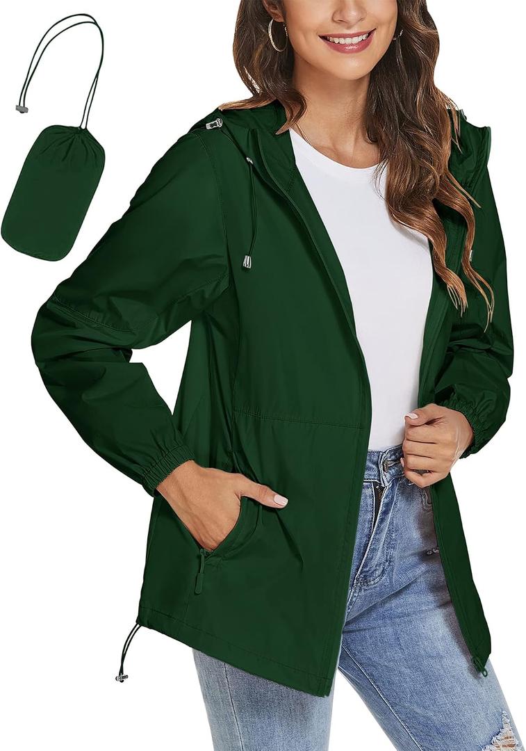 TCOT Womens Rain Jackets Waterproof Windbreaker Jackets lightweight Portable Rain Coat (Beige, XXL)